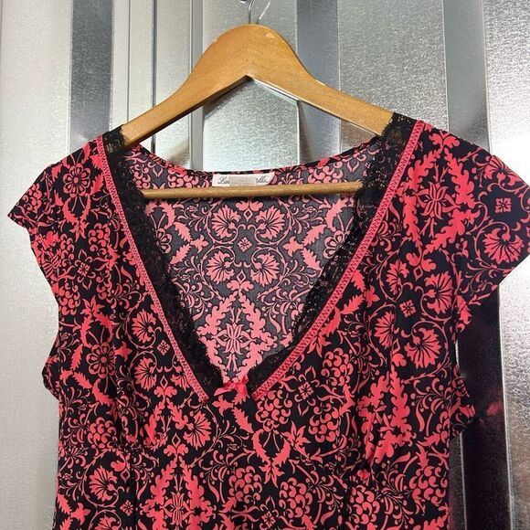 Linea Donatella Y2K Coquette Romantic Babydoll Deep V Top Size L - Picture 2 of 14